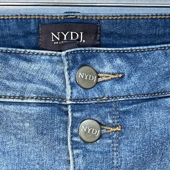 NYDJ Sheri Slim Pants Women Size 16 Blue Pockets Button Snap Fly Stretch - Picture 6 of 14
